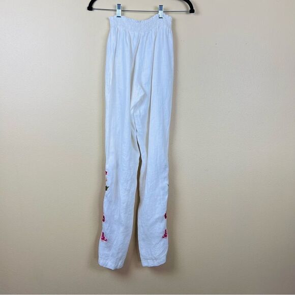 NWOT JW Johnny Was Los Angeles Pants Embroidery Floral White Size S - Picture 4 of 8